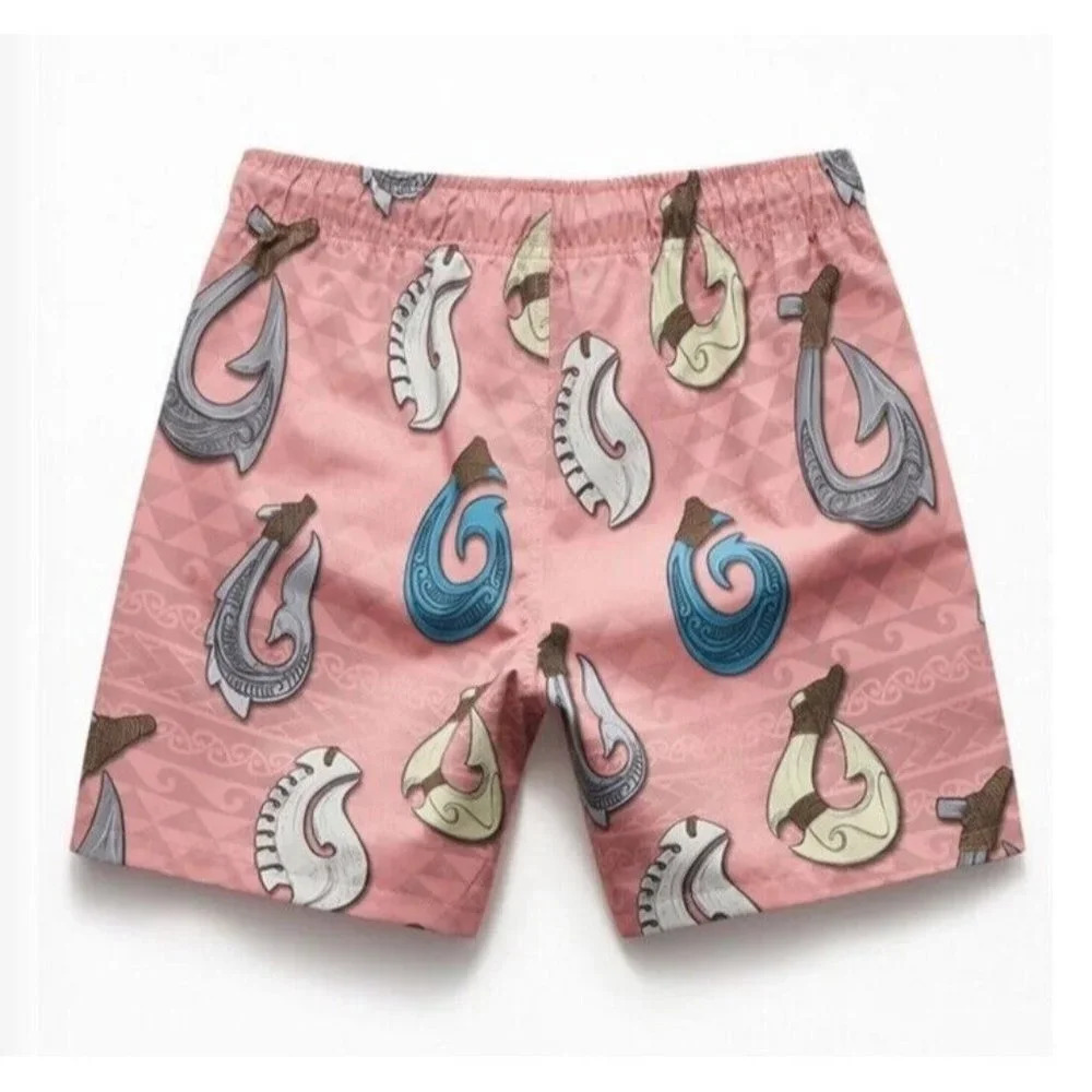 Psycho Tuna Blush Pink Hawaiian Hooks Print Board Shorts Swim Trunks XL NWT - Picture 2 of 7